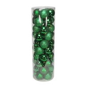 Holiday Green 10cm Plastic Ball in tube (matt,shiny,glitter) x 48