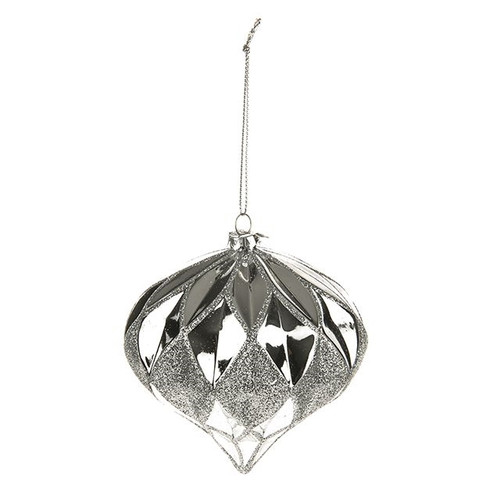 Bauble Teardrop Silver 10Cm