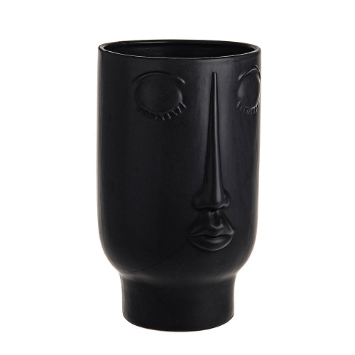 Porcelain Face Vase 16.5Cm X 15Cm X 25.5M Black