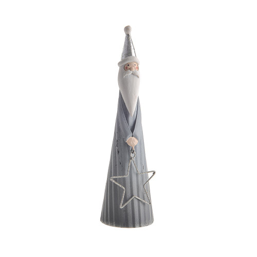 Metal Santa With Star Silver 20.5Cm