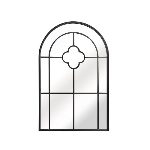 Black Arched Mirror With Central Flower