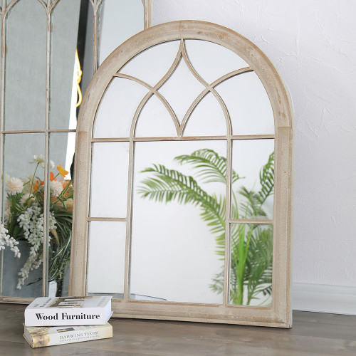 Cream Arched Mirror with Diamond