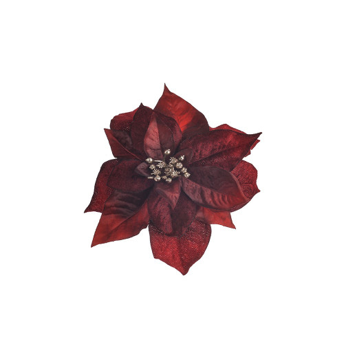 Poinsettia With Clip Red 17Cm