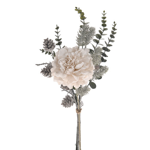 Peony Pinecone & Eucalyptus Bouquet Cream 56Cm