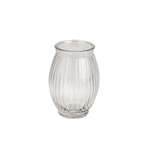 Glass Ribbed Vase 13.5x9.5cm