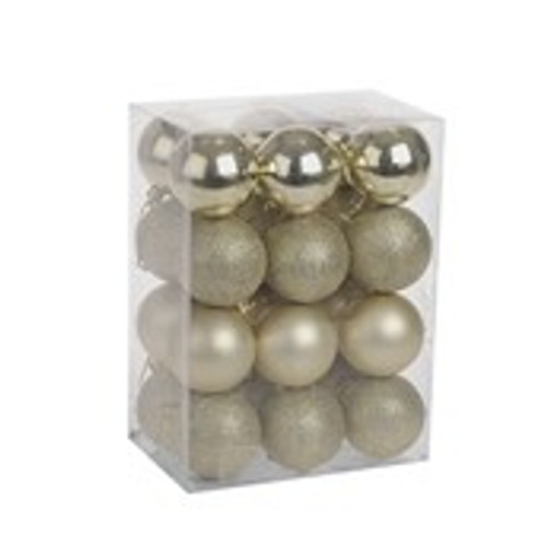 Champagne Shatterproof Baubles (6cm) (24 pieces)