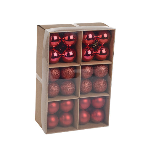 Red Baubles Assorted Pack (4cm) (48 pcs)