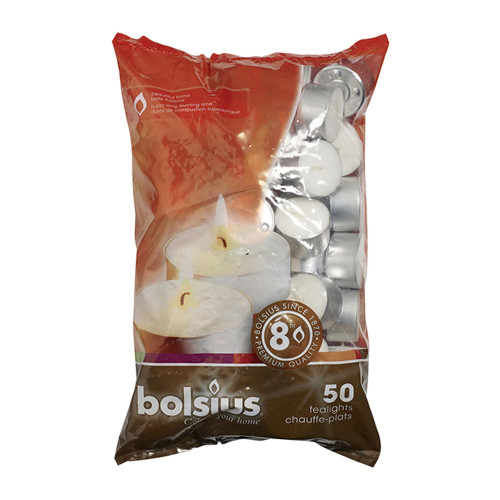 Bolsius Tealight Bag Of 50 White 8Hr