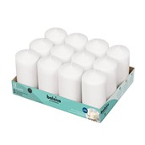Bolsius Professional Pillar Candle - White  - 128/68mm  - Tray of 12