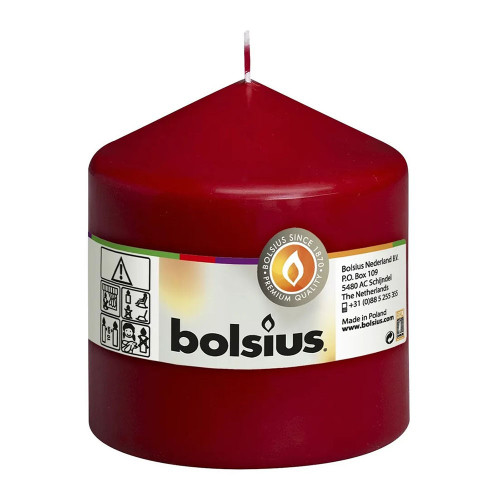 Bolsius Pillar candle Wine Red, single in cello (100 mm x 98 mm)