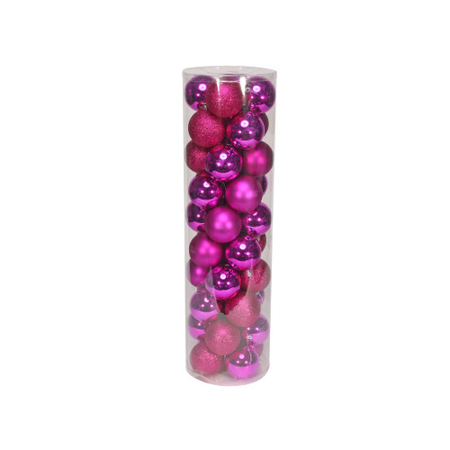 Hot Pink 8cm Plastic Ball in tube (matt,shiny,glitter) x 48