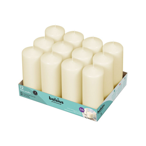 Bolsius Professional Pillar Candles 170/58mm Tray 12 - Ivory 