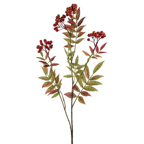 Berry Leaf Spray Orange 84Cm