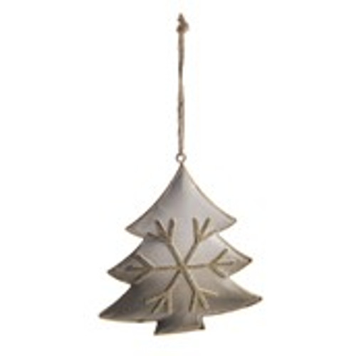 Metal Tree White & Gold Hanging Dec