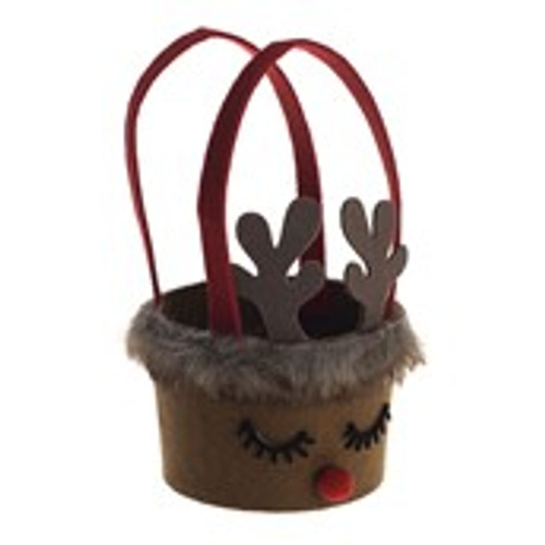 Felt Reindeer Round Basket
