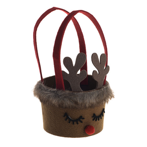 Felt Reindeer Round Basket