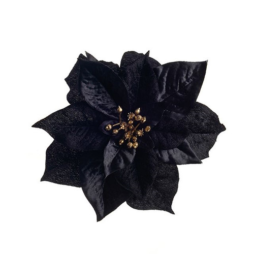 Poinsettia With Clip Black 17Cm