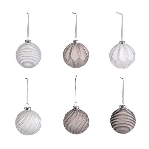 Baubles Frosted Glass 6Ast