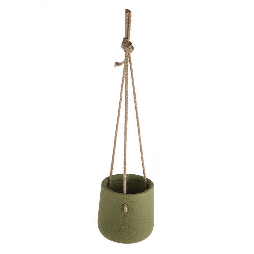 Ceramic Green Hanging Pot Sand Finish 13cm 