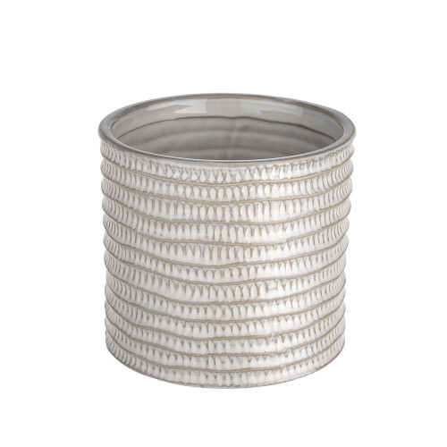 Ribbed Pot White Wash 13cm