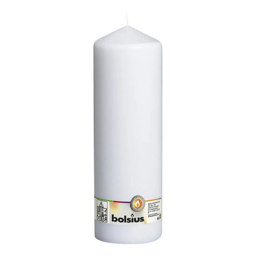 Bolsius Pillar Candle White , single in cello (300mm x 98mm)