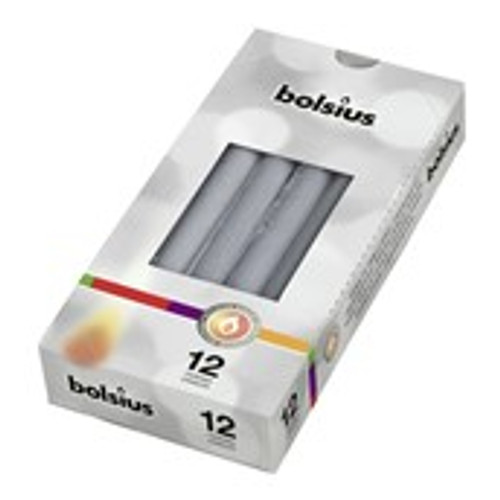 Tapered Candle, Individually wrapped in cello bx12 - Metallic Silver