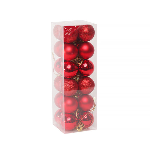 Red Shatterproof Baubles (3cm) (24 pieces)