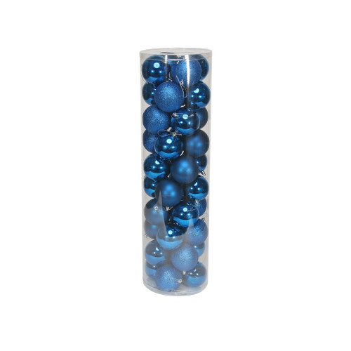Blue 8cm Plastic Ball in tube (matt,shiny,glitter) x 48