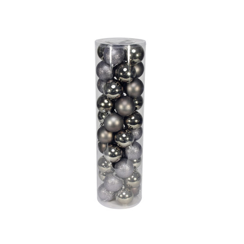 Pewter 8cm Plastic Ball in tube (matt,shiny,glitter) x 48