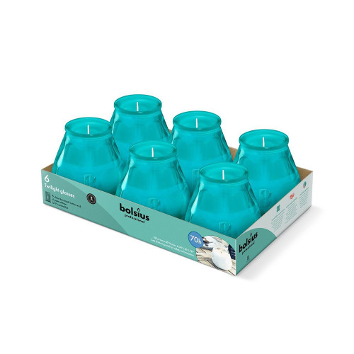 Bolsius Professional Twilight Candles 104/99mm Tray 6 -Turquoise