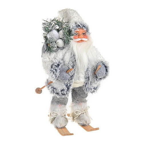 Winter White Santa Skiing 30Cm