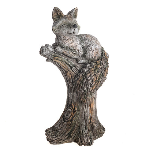 Fox on a tree stump ornament 28x18.5x50.5cm