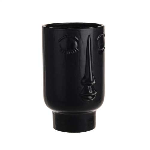 Porcelain Face Vase 13.7Cm X 12.7Cm X 21.2M Black