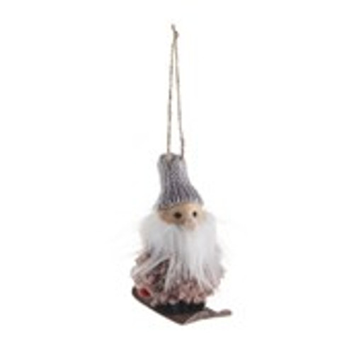 Skiing Santa With Pink Coat 9x7x12Cm