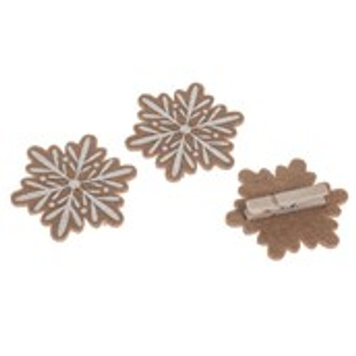 Set of 3 Felt Snowflake clips