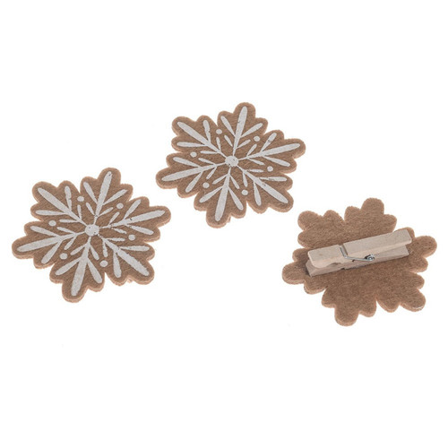 Set of 3 Felt Snowflake clips