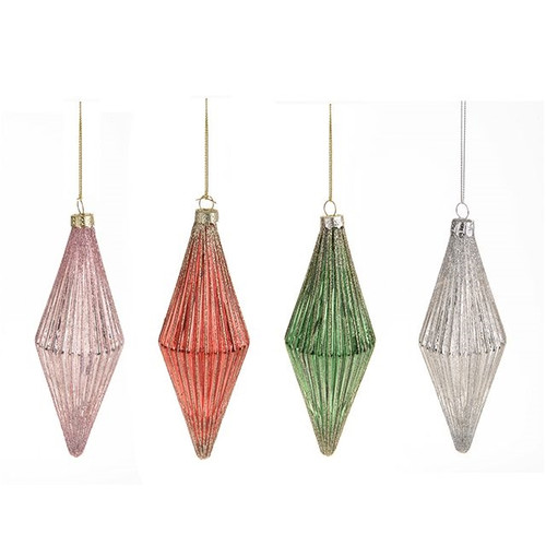Glass Drop Tree Dec 14.5Cm 4Ast