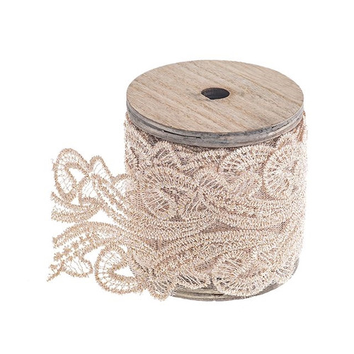Premium Ribbon Blush/Gold Crochet Lace 4M