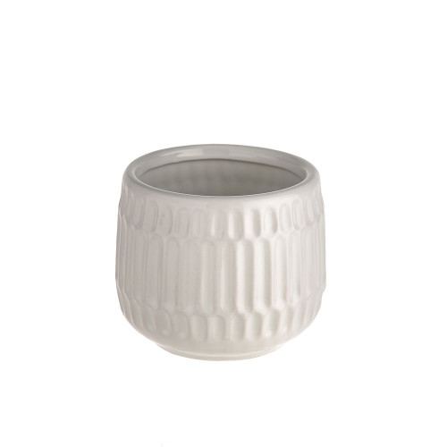 Ribbed Off White Pot 9.6cm