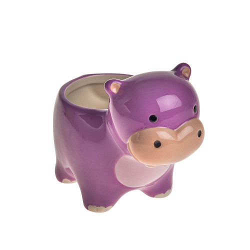 Purple Hippo Ceramic Pot