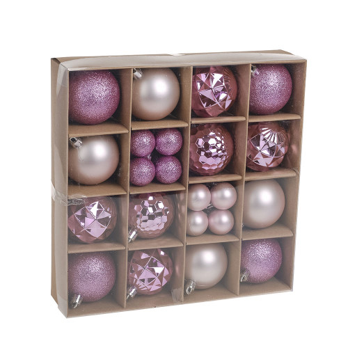 Pink Baubles Assorted Pack (6cm/3cm) (30 pcs)