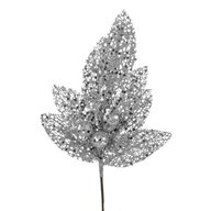 Pick Glitz Leaf Silver 30Cm
