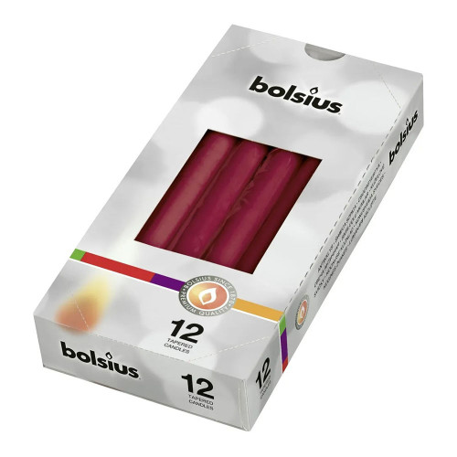 Tapered Candle, Individually wrapped in cello bx12 - Wine Red