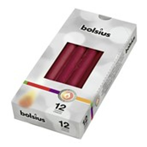 Tapered Candle, Individually wrapped in cello bx12 - Wine Red