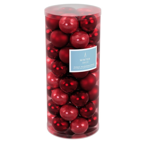 Burgundy 8cm Plastic Ball in box(matt,shiny,glitter) x 48
