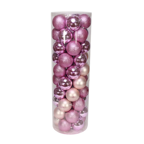 Pink 10cm Plastic Ball in tube (matt,shiny,glitter) x 48