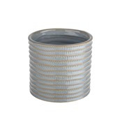 Ribbed Pot Blue Wash 13cm