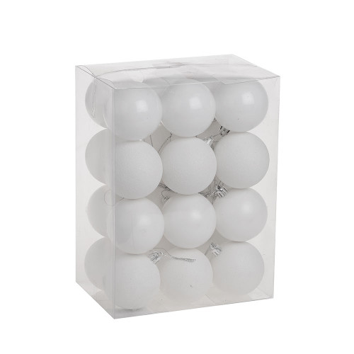 White Shatterproof Baubles (6cm) (24 pieces)