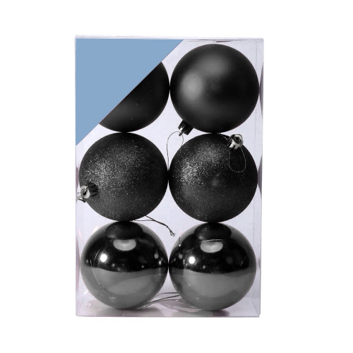 Black Shatterproof Baubles (8cm) (6 pieces)