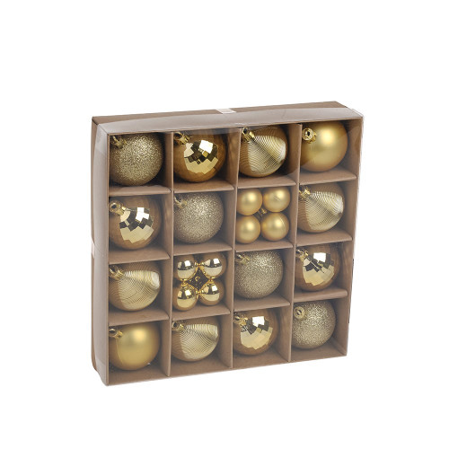 Gold Baubles Assorted Pack (5cm/2.5cm) (30 pcs)